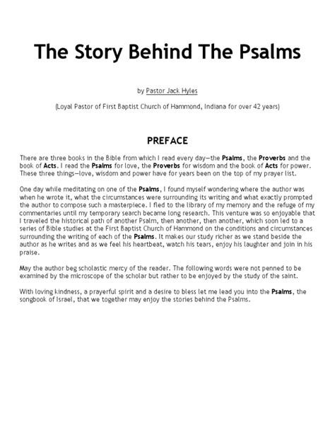 The Story Behind The Psalms .